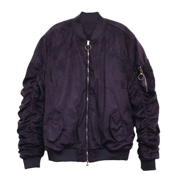 Weiv Mirosuede Scrunched Bomber Jacket