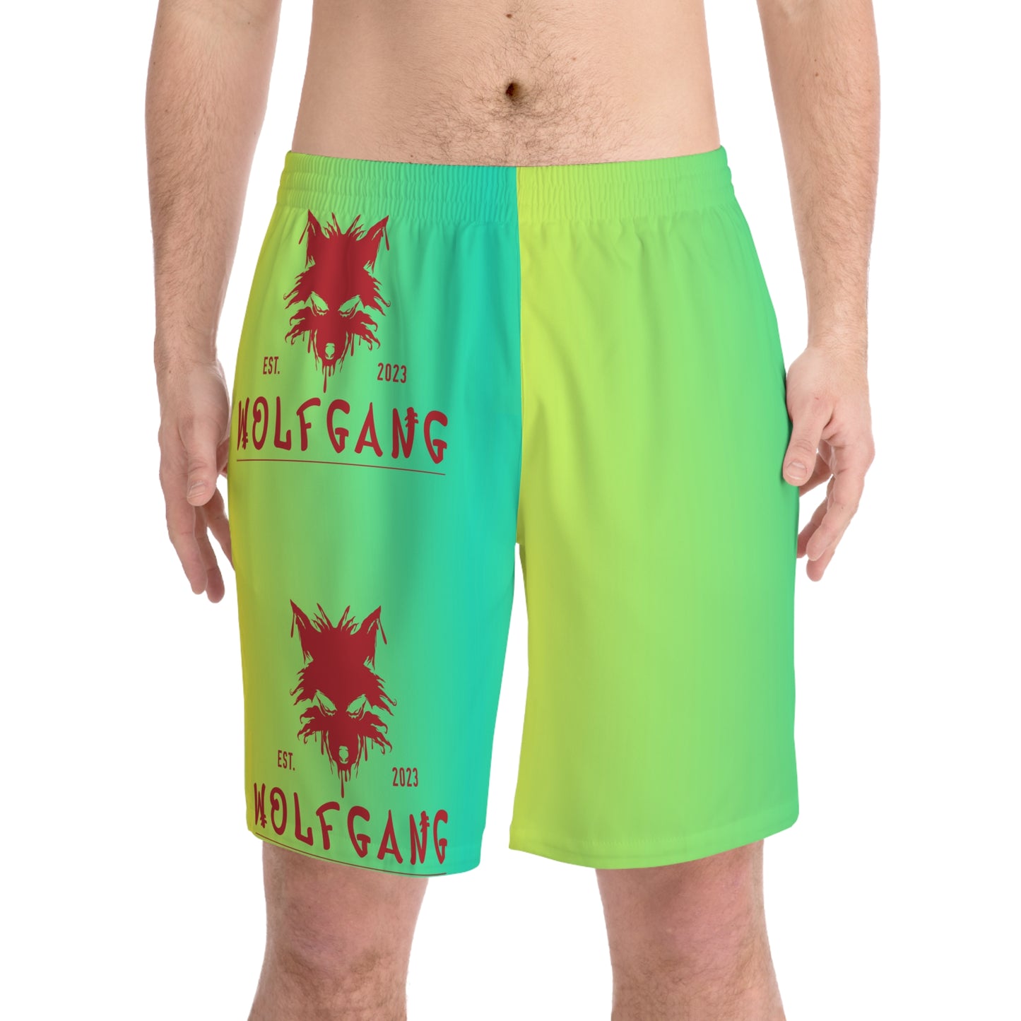 WOLFGANG Men's Elastic Beach Shorts (AOP)