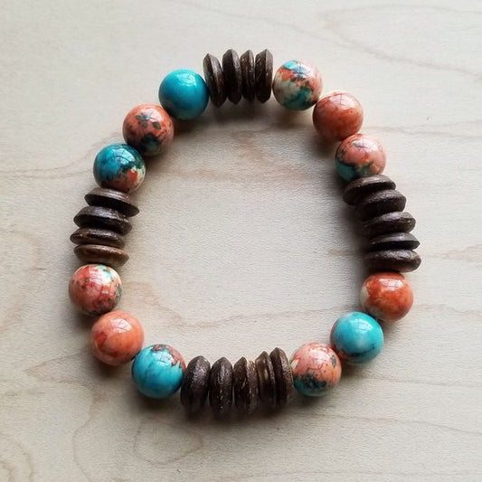 turquoise and wooden beads