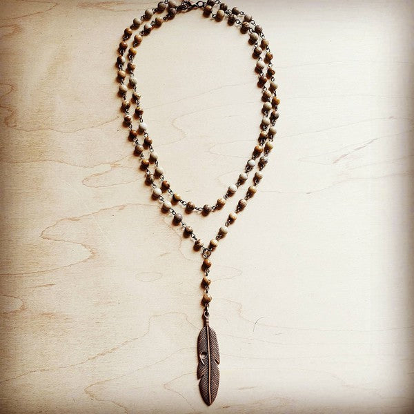 Double strand lariat picture jasper necklace