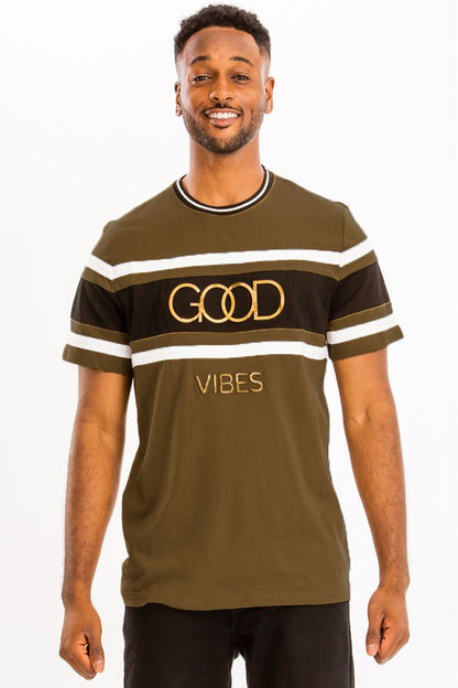 Good Vibes 3D Design Print Gold Foil