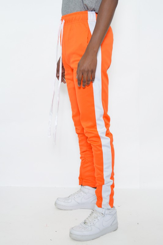 SLIM FIT SINGLE STRIPE TRACK PANTS