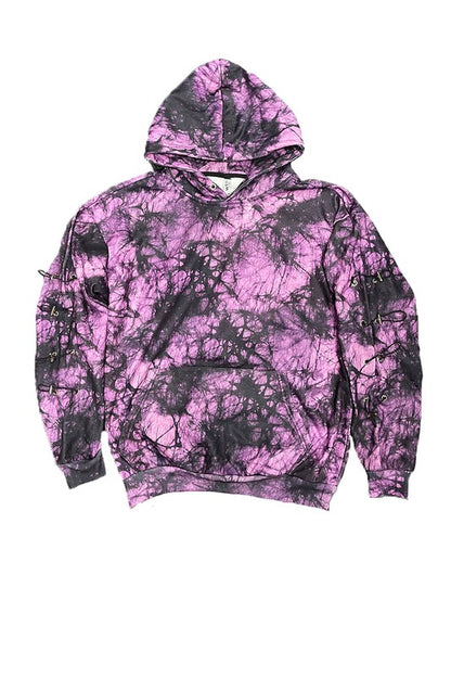 TYE DYE SLEEVE TOGGLE HOODIE AND SWEAT SET men's active suit