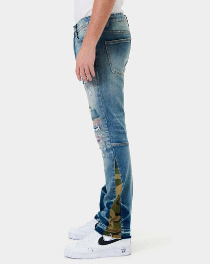 Heavy Rip & Repair Slim Straight Denim