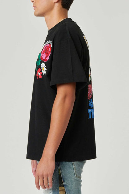 Flower Embroidered Puff Tee