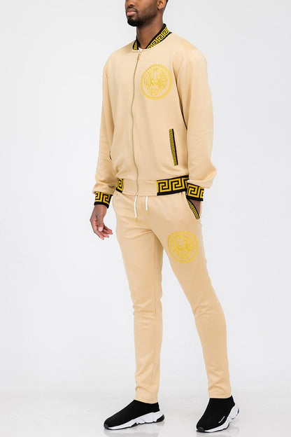 Mens Black and Gold Detail Track Suit