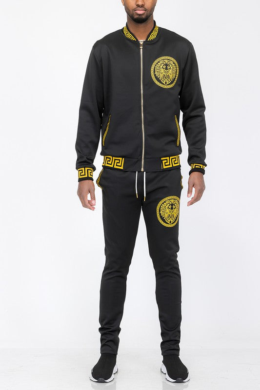 Mens Black and Gold Detail Track Suit