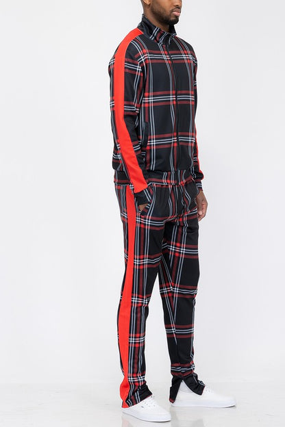 PLAID CHECKERED FULL ZIP TRACK SET