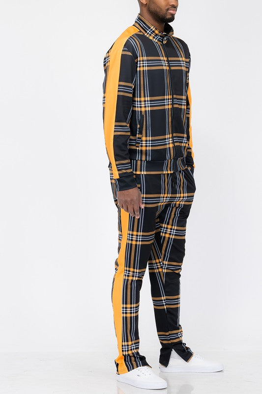 PLAID CHECKERED FULL ZIP TRACK SET