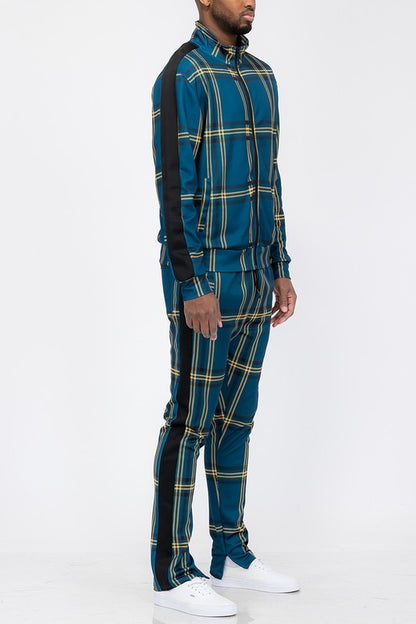 PLAID CHECKERED FULL ZIP TRACK SET