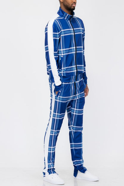 PLAID CHECKERED FULL ZIP TRACK SET