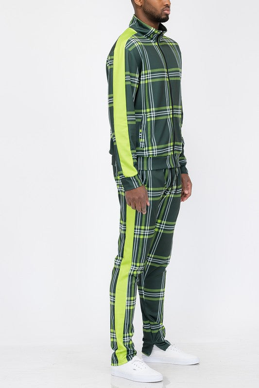 PLAID CHECKERED FULL ZIP TRACK SET