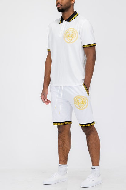 Lion Head Polo Shirt and Short Set