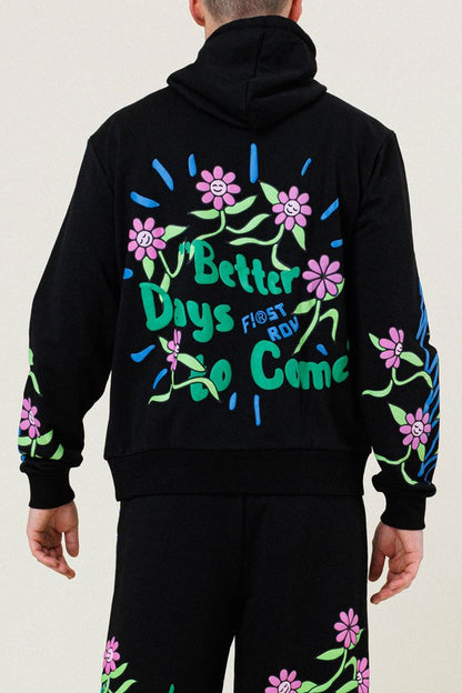 FLOWER GRAPHIC TERRY PULLOVER