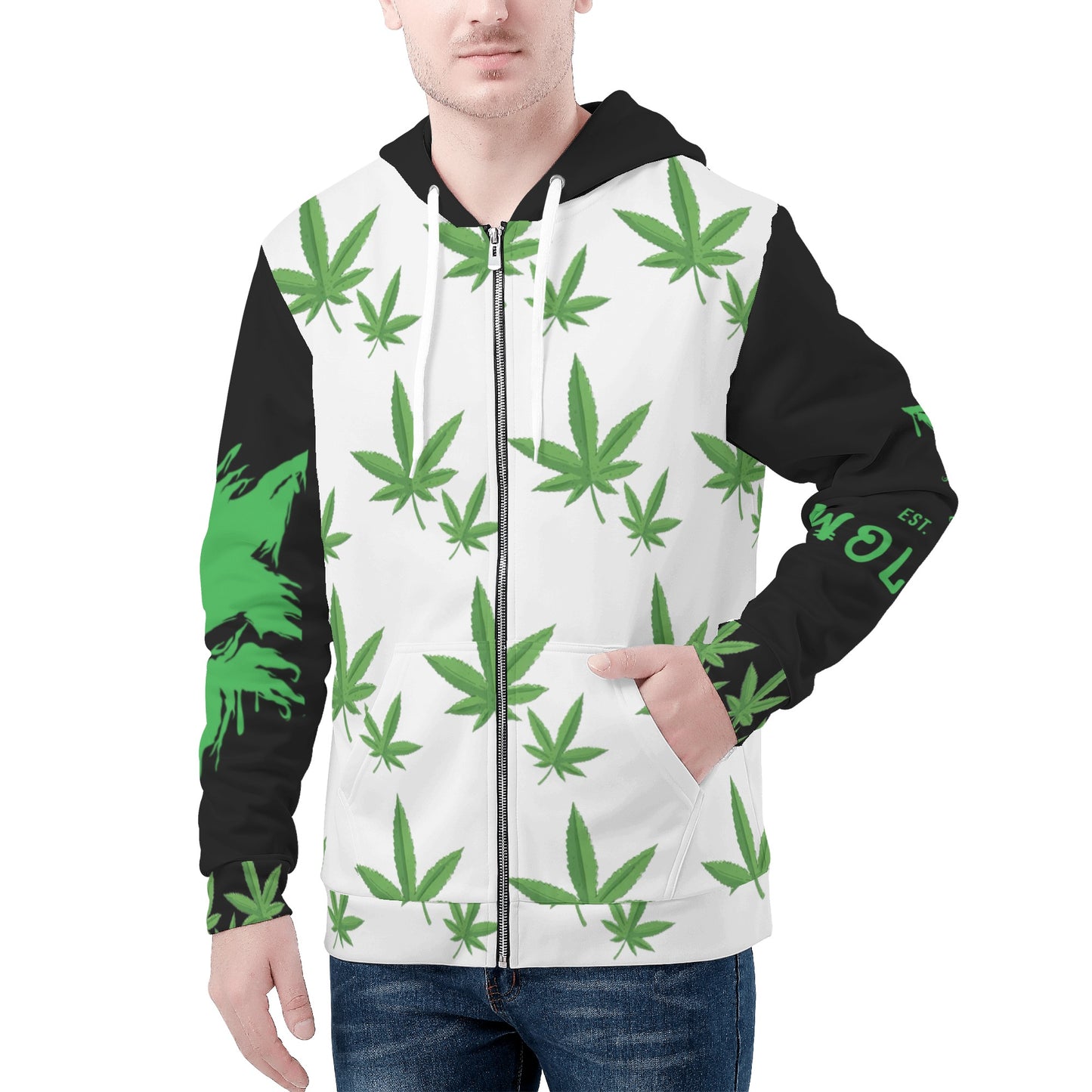 Mens All Over Print Zip Up Hoodie