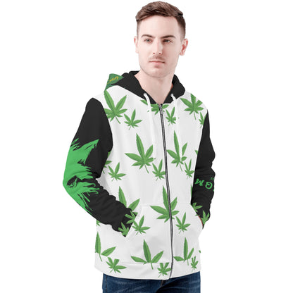 Mens All Over Print Zip Up Hoodie