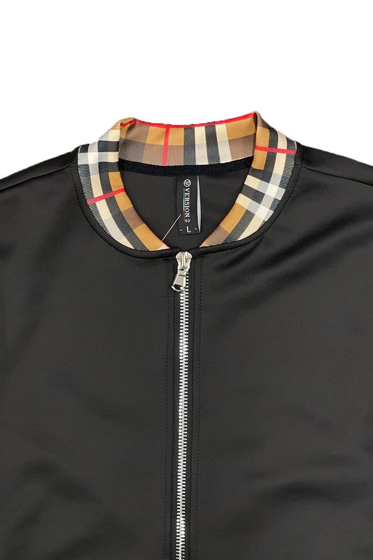 Checkered Plaid Full Zip Track Jacket