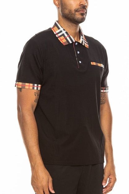 Checkered Plaid Short Sleeve Ploto tee Shirt men's