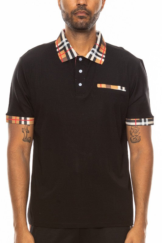 Checkered Plaid Short Sleeve Ploto tee Shirt men's