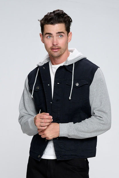 Men's Denim Jacket with Fleece Hoodies