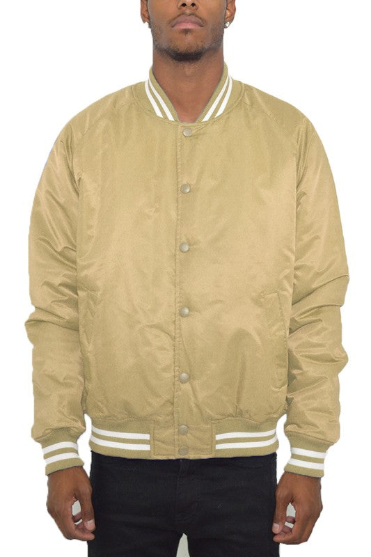 Polyester Solid Varsity Jacket MEN'S