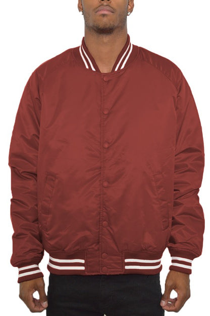 Polyester Solid Varsity Jacket MEN'S