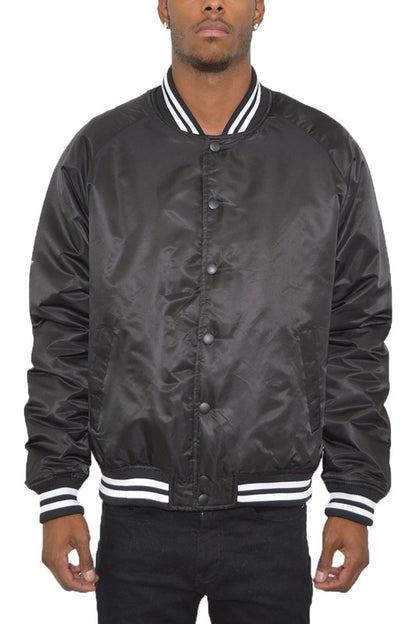 Polyester Solid Varsity Jacket MEN'S