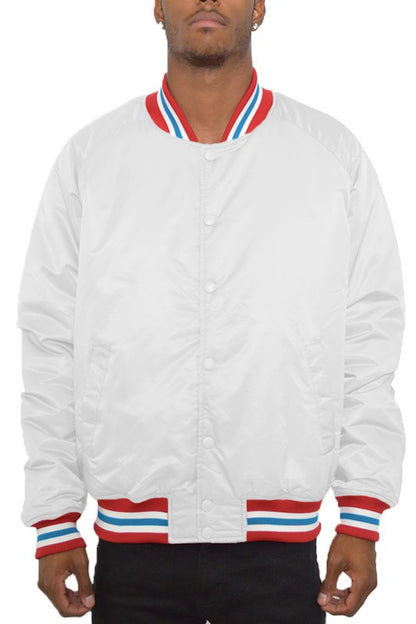 Polyester Solid Varsity Jacket MEN'S