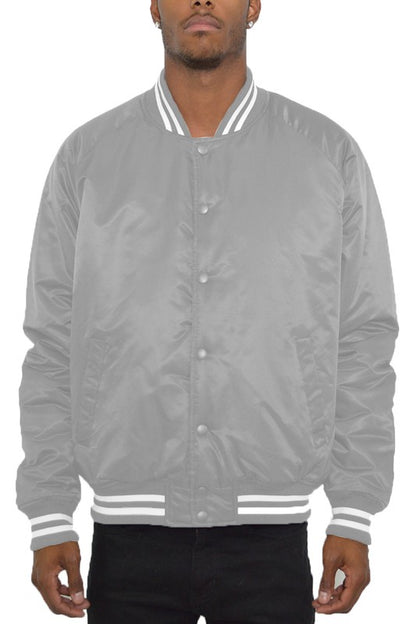 Polyester Solid Varsity Jacket MEN'S