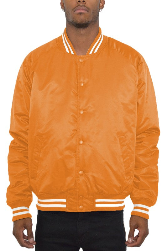 Polyester Solid Varsity Jacket MEN'S