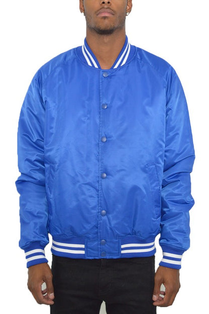 Polyester Solid Varsity Jacket MEN'S