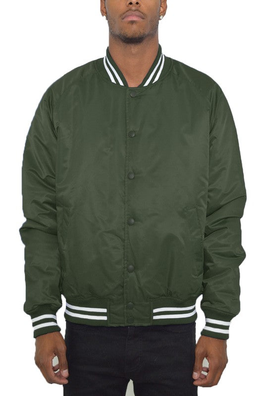 Polyester Solid Varsity Jacket MEN'S