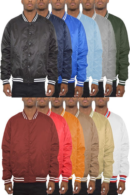 Polyester Solid Varsity Jacket MEN'S