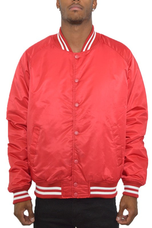 Polyester Solid Varsity Jacket MEN'S