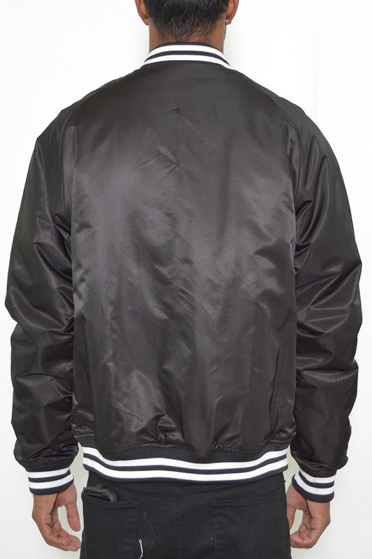 Polyester Solid Varsity Jacket MEN'S