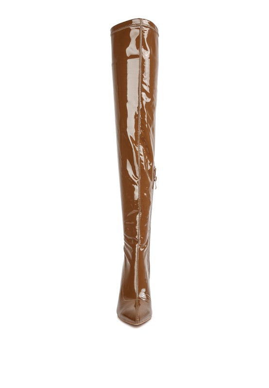 Riggle Patent Pu Stiletto Long Boots