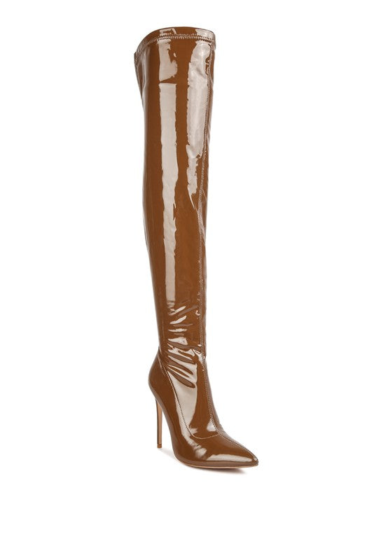 Riggle Patent Pu Stiletto Long Boots