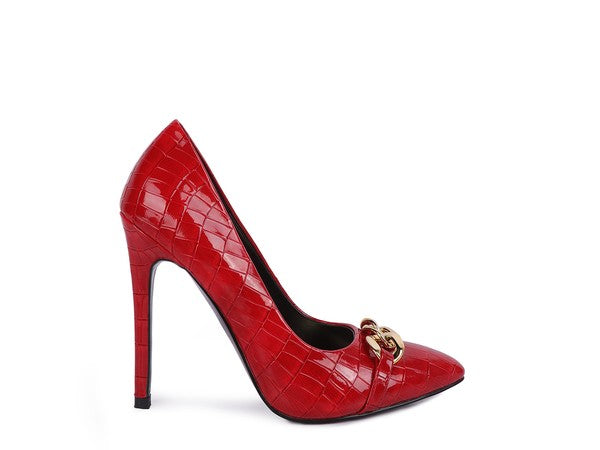 Fanfare Croc Stiletto Pump Heels