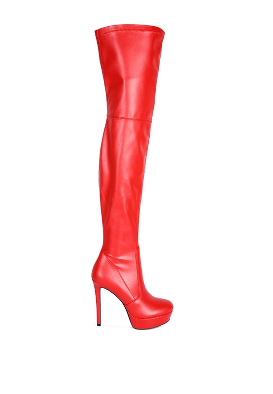 Marvelettes Faux Leather High Heeled Long Boots