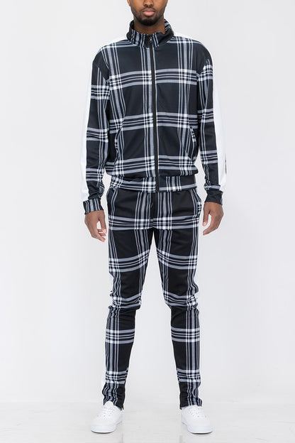 PLAID CHECKERED FULL ZIP TRACK SET