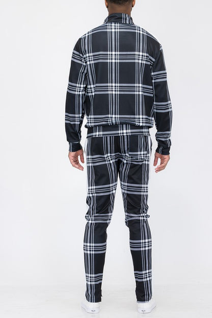 PLAID CHECKERED FULL ZIP TRACK SET