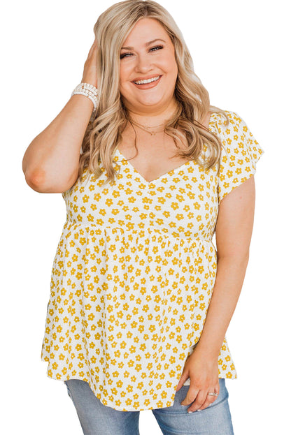 Yellow Plus Size Floral Top