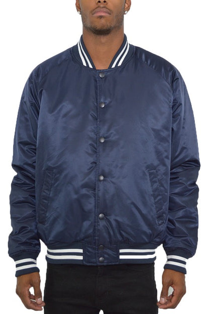 Polyester Solid Varsity Jacket MEN'S