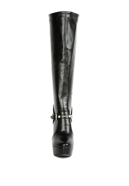 Nephele Silver Stud Stiletto Calf Boots