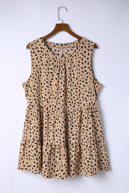 Leopard Plus Size Leopard Print Ruffle Tiered Tank Top