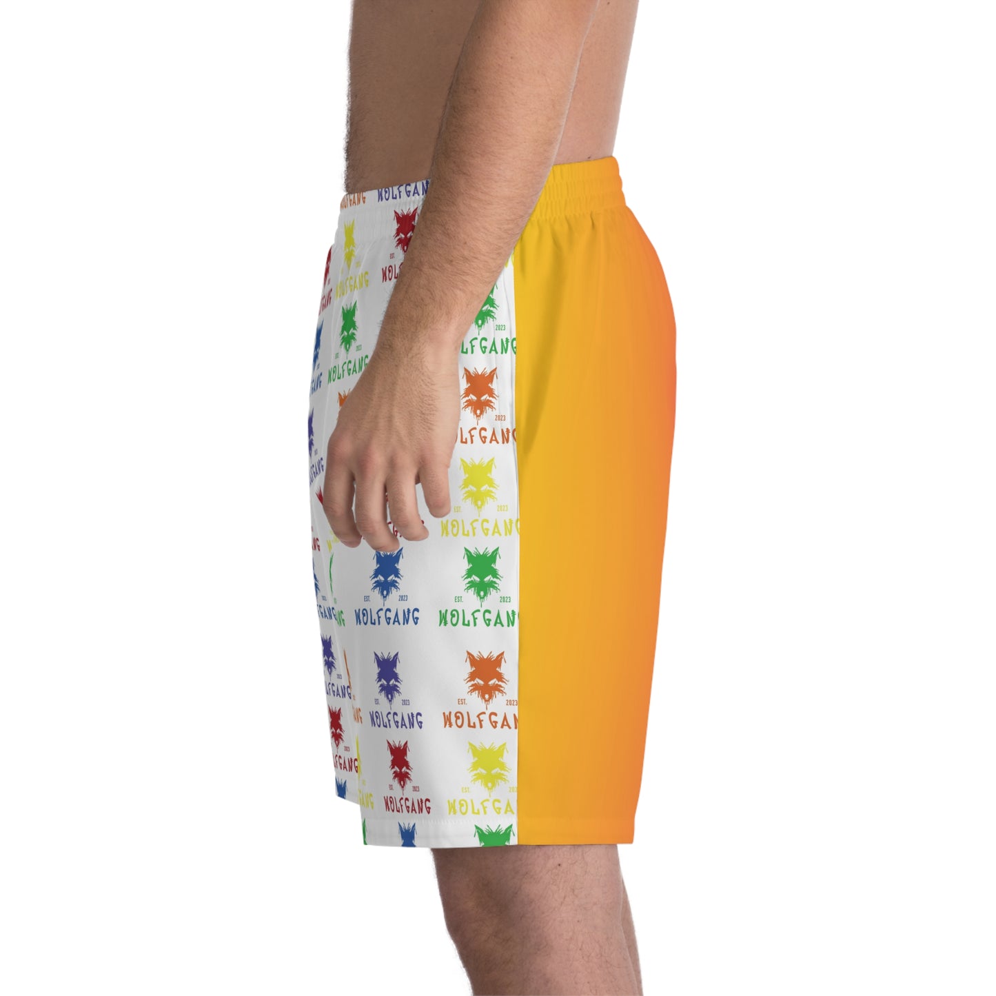 WOLFGANG Men's Elastic Beach Shorts (AOP)