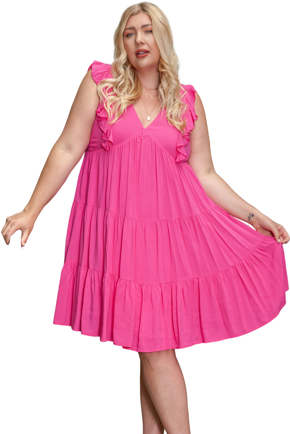 Rose Plus Size Ruffled Sleeveless Mini Dress