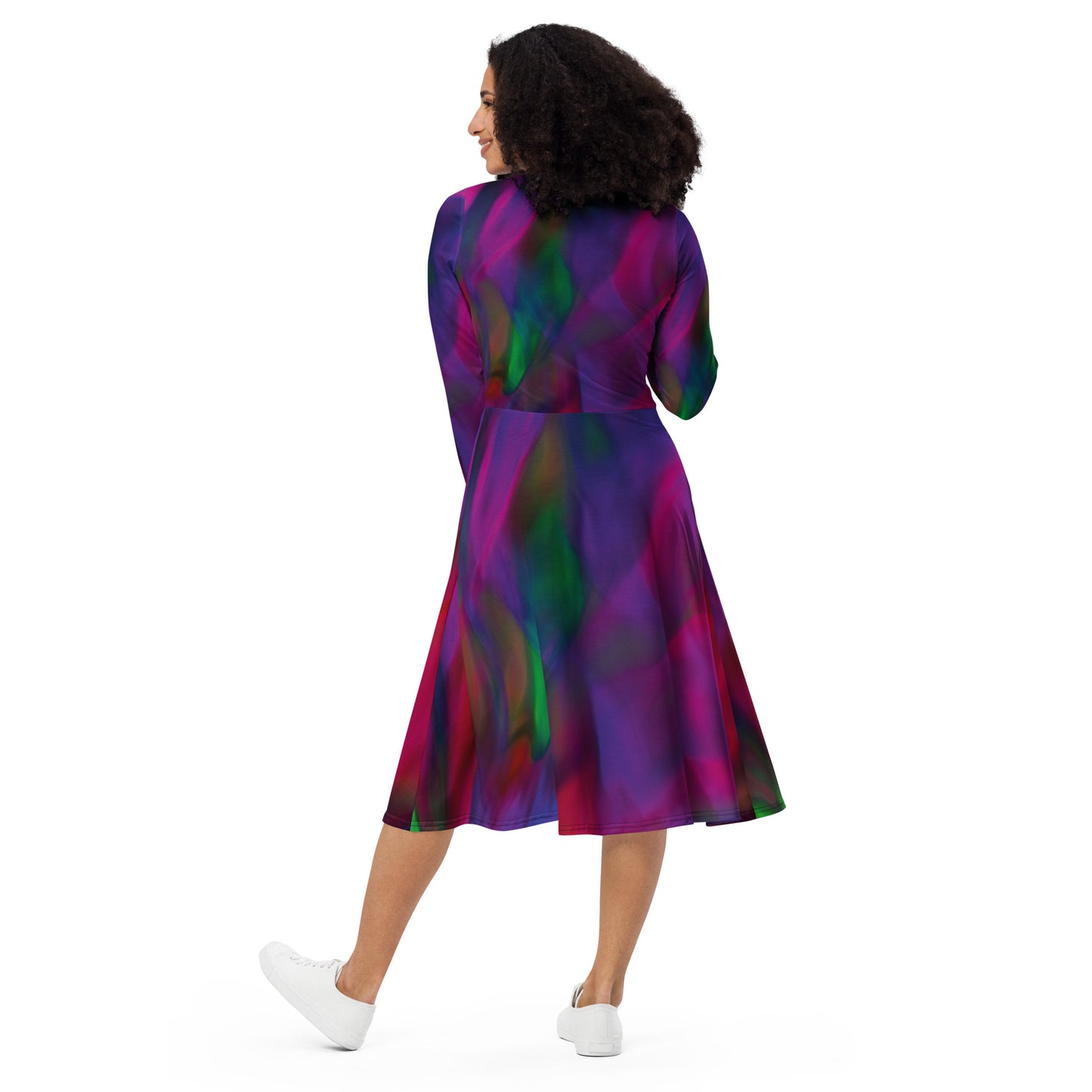 WOLFGANG All-over print long sleeve midi dress