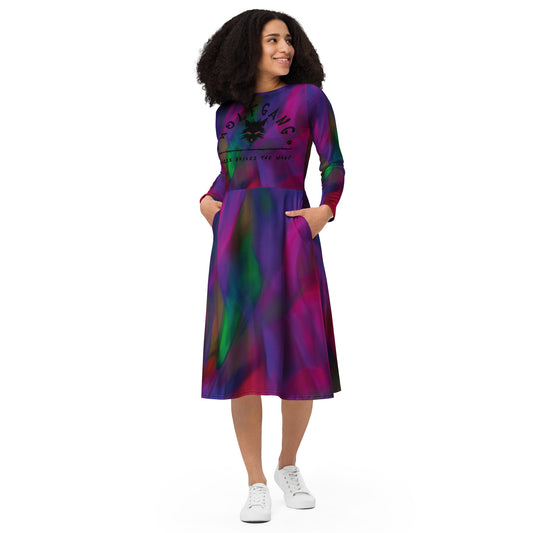 WOLFGANG All-over print long sleeve midi dress