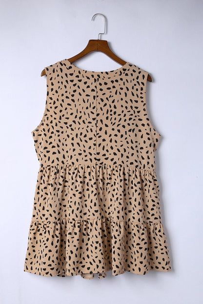 Leopard Plus Size Leopard Print Ruffle Tiered Tank Top